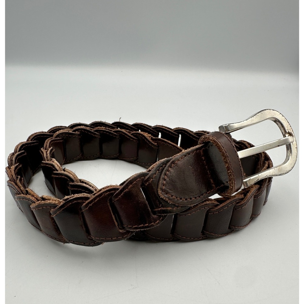Vtg The Limited Braided Leather Belt S Brown Woven Link Indie Cowgirl Western